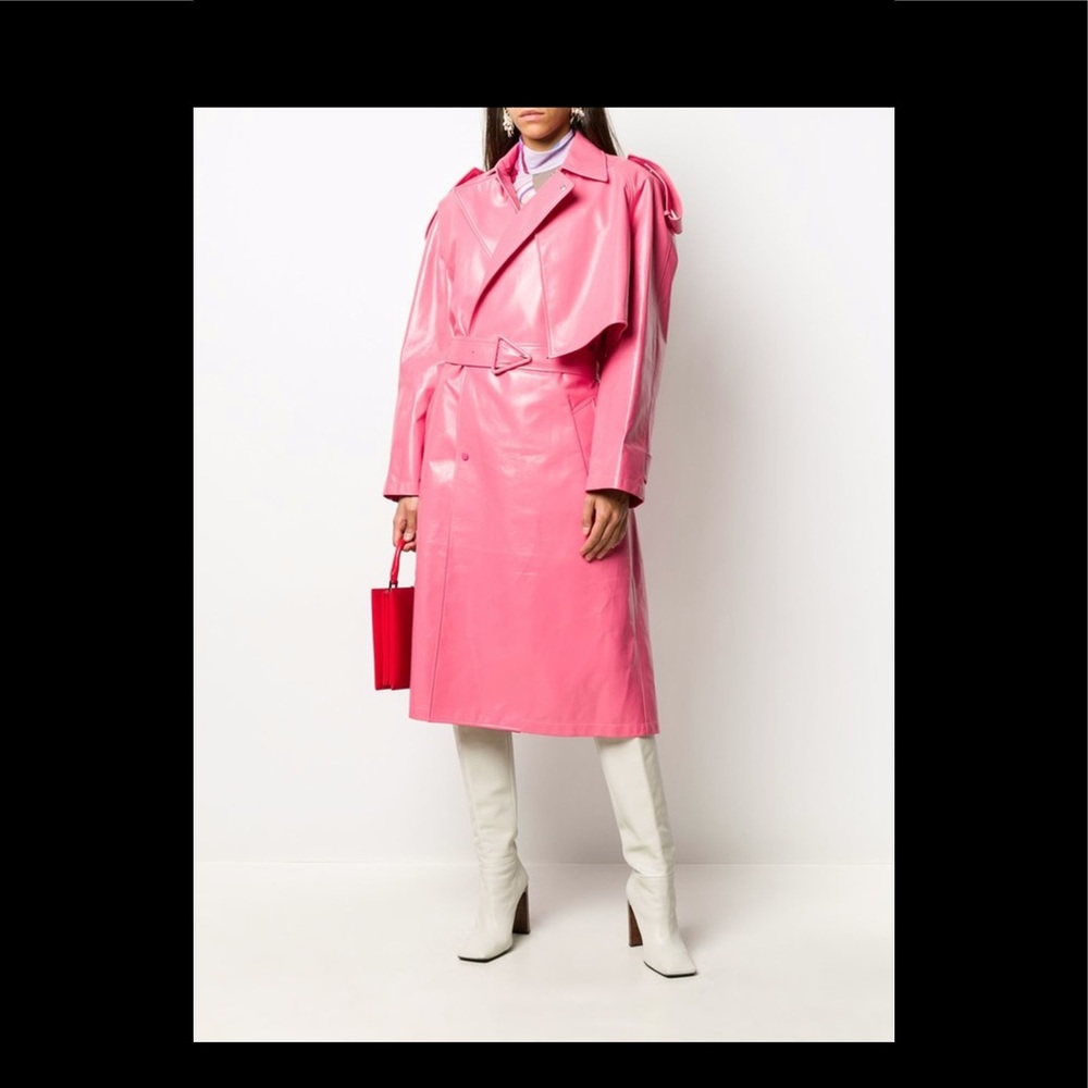 Bottega veneta leather pink tranch coat